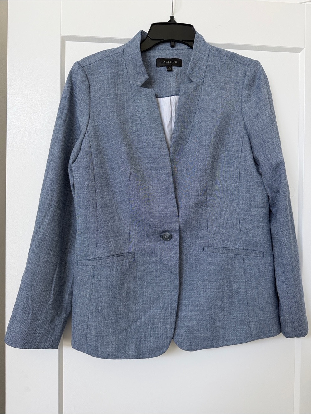 Talbots Light Blue Collarless Single-Button Blazer